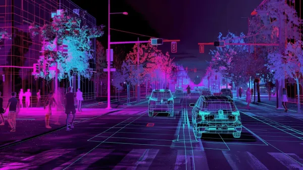 Sensor Fusion Visualization - Car with LiDAR, Camera, and Radar data overlay